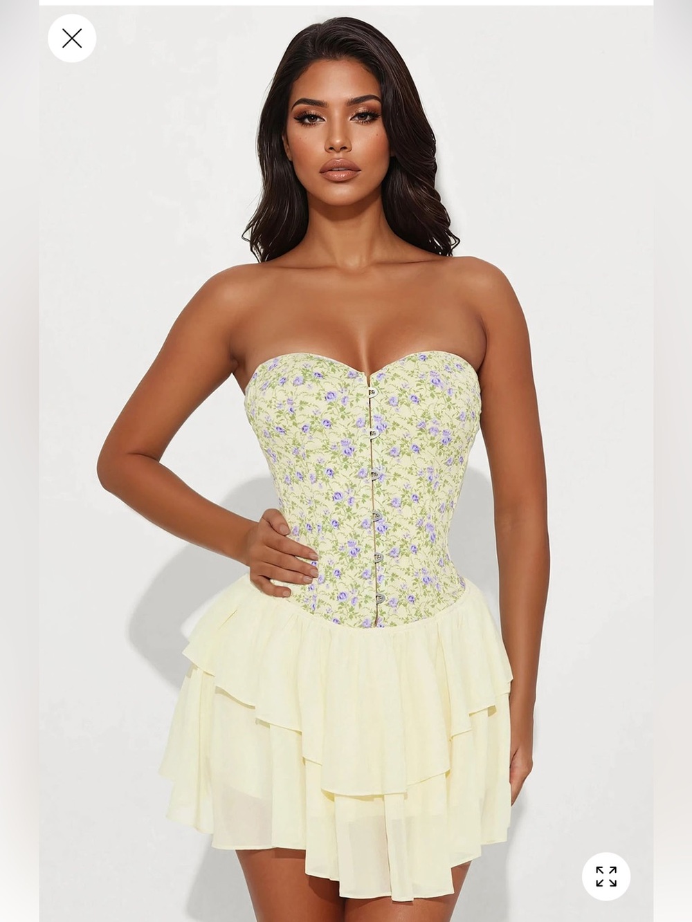 Yellow Floral Corset Dress